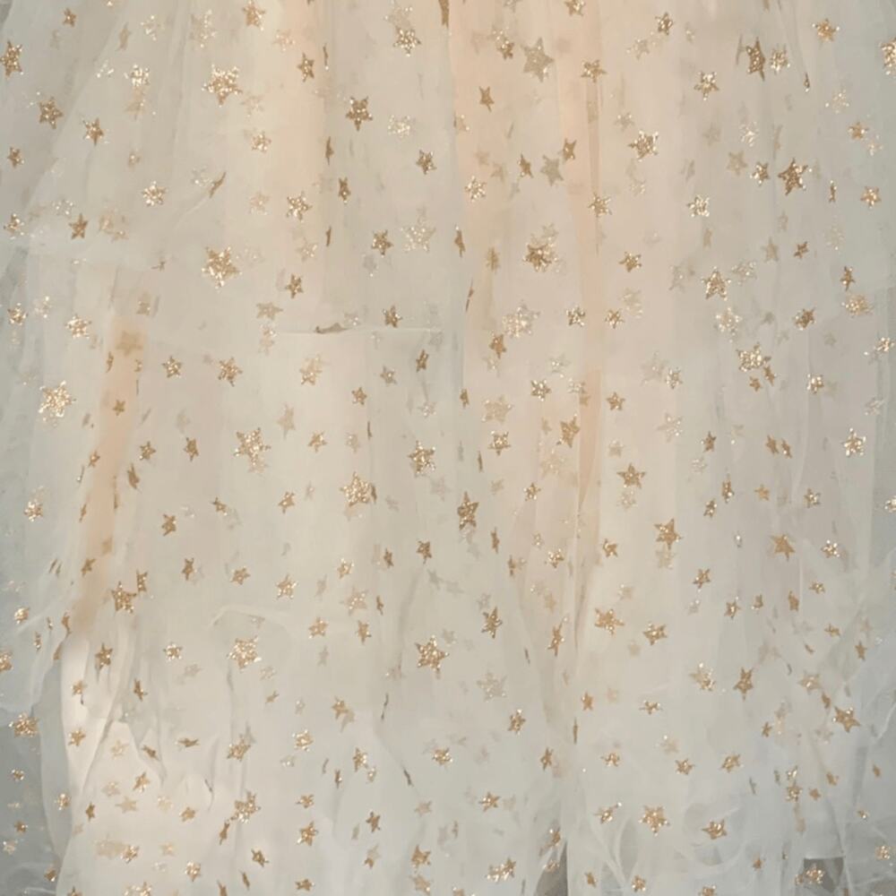 Rachel Parcell Pastel Pink Gold Metallic Glitter Star Tulle Dress Tiered Skirt - Picture 7 of 11